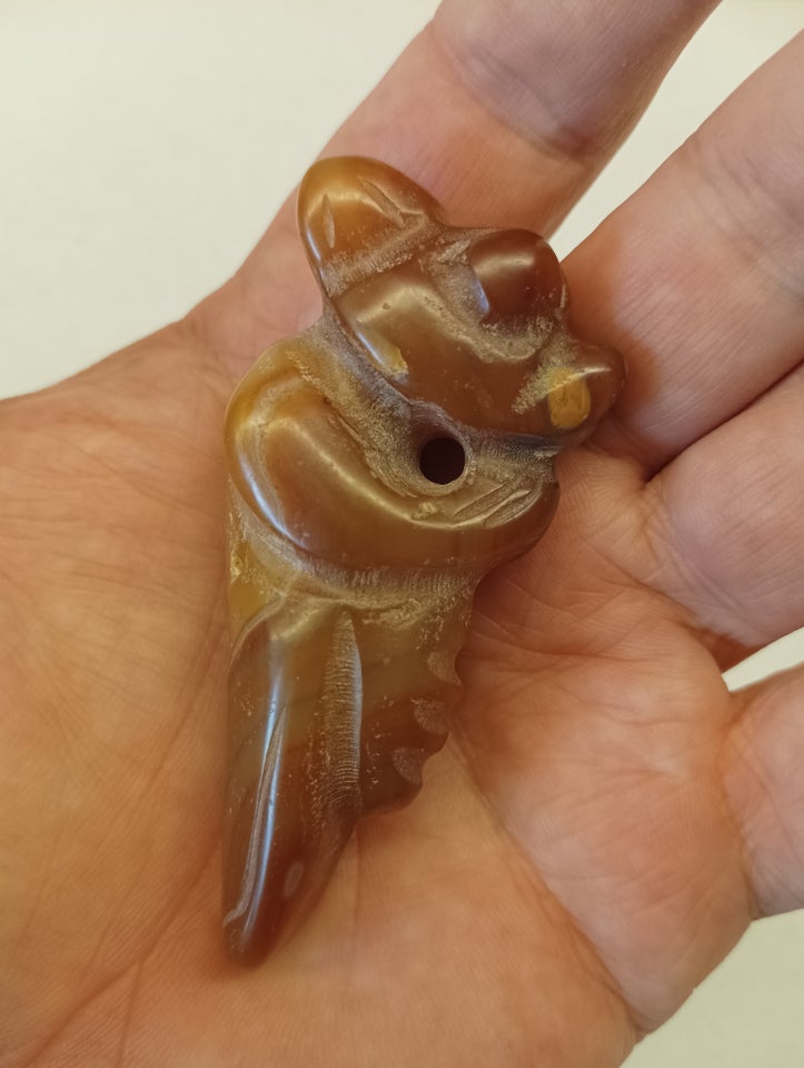 Vedhæng, jade, Gammel ægte Jade netsuke amulet figur