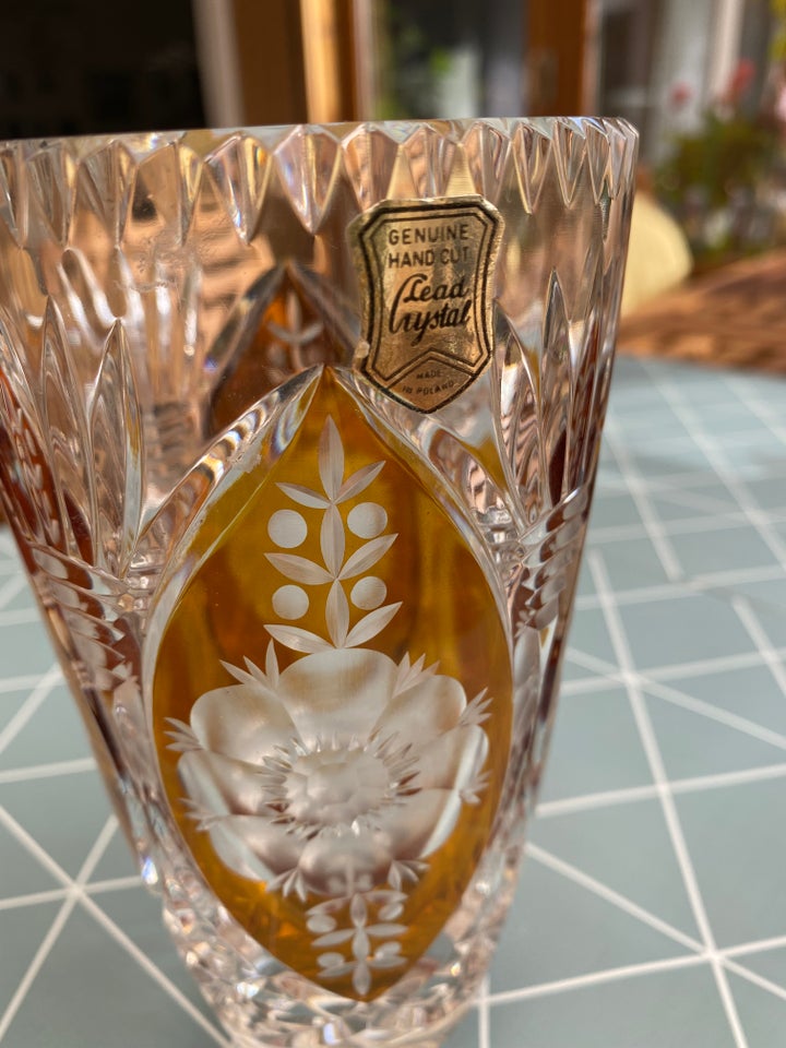 Bohemia Cut Crystal vase, Amber Floral vase