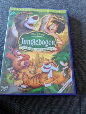 Junglebogen i 40 års jubilæumsudgave, DVD, familiefilm, Flot og velholdt Disney Dvd film med Jungleb
