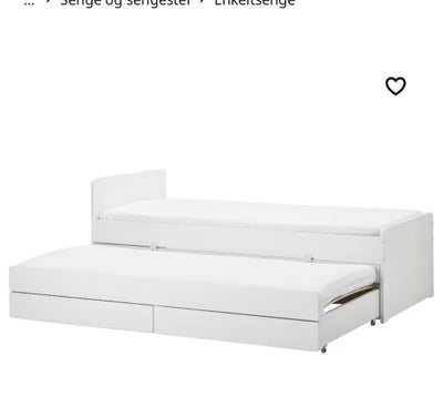 Enkeltseng, Ikea, b: 90 l: 200 h: 50, Komplet Ikea Seng (Släkt) med udtræk til fuld str. 2x90x200 og