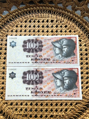 Danmark, sedler, 2000, 2 stk 1000 kr