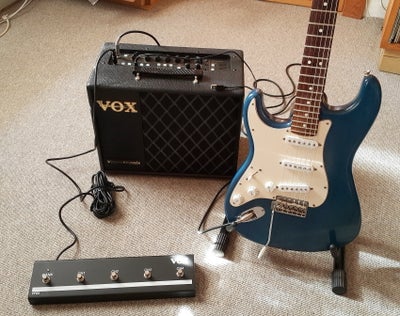 Guitarforstærker, VOX VT20X, 20 W, med VOX VFS5 fodswitch.
Modulerende med mange fede muligheder for