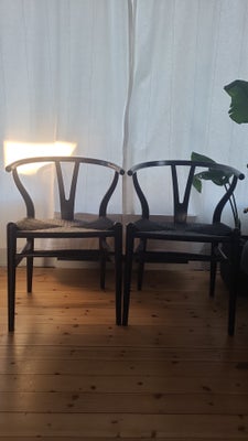 Spisebordsstol, Sortlakeret bøg, med sort flet., Hans J. Wegner CH24 - Y stole, Hans J. Wegner CH24 