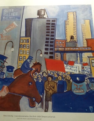 Plakat, Hans Scherfig, motiv: 1ste Maj demonstration i New York 1929, b: 51 h: 60, Hans Scherfig pla
