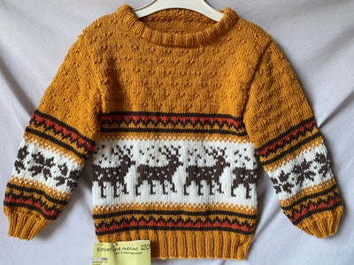 Sweater, Ny håndstrikket uldtrøje, Eget, str. 104, Trøjen er str 4-5 år og strikket i det bløde og l