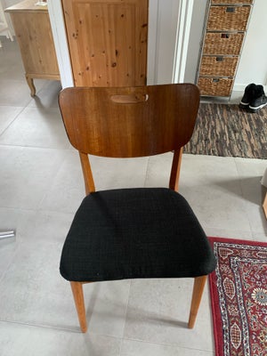 Spisebordsstol, Teak, 3 teaktræsstole - God siddekomfort - ny-ompolstret