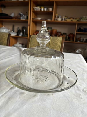 Glas, Osteklokke, Flot gammel osteklokke i glas Facetslibninger og meget flot top, Bunden Ø: 22,5cm.