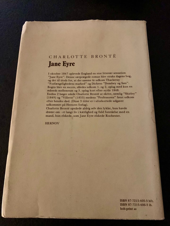 JANE EYRE, CHARLOTTE BRONTE’’, genre: anden kategori