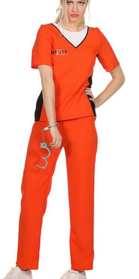 Kostume Orange Fangedragt, Gør dig klar til fest med disse to sjove og velholdte kostumer! Sælges se
