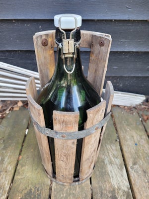 Flasker, Patentflasker, Gammel 5 liters stakitøl med kurv fra Odin Bryggeriet Viborg