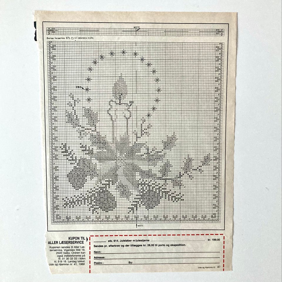 Broderi, mønster, Juleløber – Ude & Hjemme Nr. 41 1988