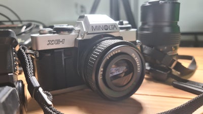 Minolta, XG-1, spejlrefleks, God, Et super fint 35mm filmkamera - med 2 x objektiver, nye lithium ba