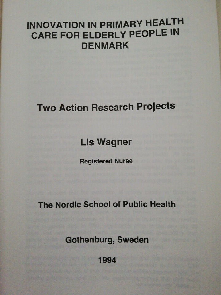 INNOVATION IN PRIMARY HEALTH CARE FOR ELDERLY, Lis Wagner,