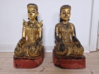 Teaktræs figurer fra Burma, motiv: Buddhas Tempelvogtere