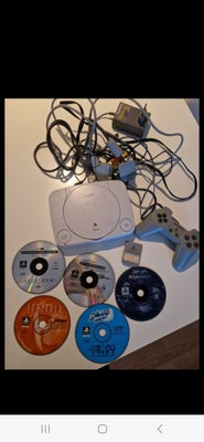 Playstation 1, Rimelig, Ps1med alle kabler, controller,memory card og 5 spil