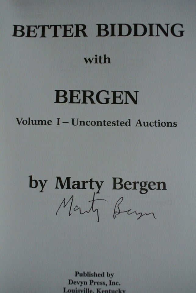 better bidding with bergen - bridge, by marty bergen.