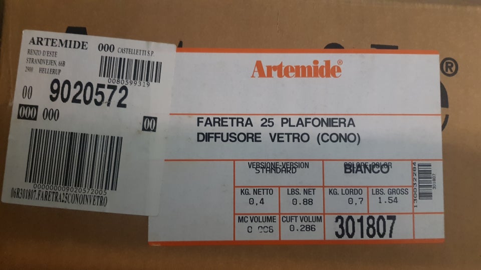 Artemide, Faretra Plafoniera glas, andet