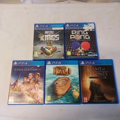 Game of Thrones, Fort Boyard, Civilization VI, PS4, 5 stk. PS4 spil stortset ikke brugt, så god stan