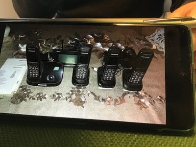 Telefon, Panasonic, Fastnet, God, Trådløs fastnet. Hovedstation og tre slavetelefoner. 
Brugsanvisni