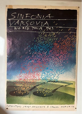 Musikplakat 1987, b: 66 h: 96, Sinfonia Varsovia World Tour 1987 musik plakat. Med de verdenskendte 