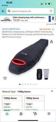 Sovepose, Sovepose med 1500g dun. Hold varmen ned til -20 grader. Brugt til en trekking tur. fra dec