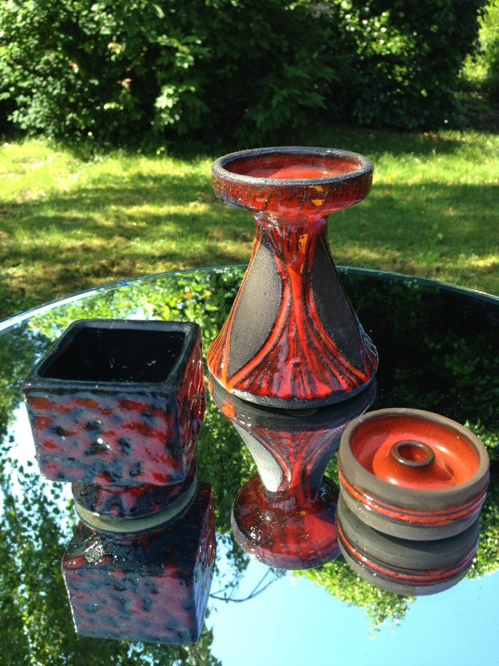 Flot orange/rød retro keramik, Løvemose
