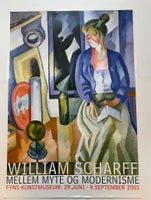 Kunst plakat, William Scharff, motiv: Kvinde med bog