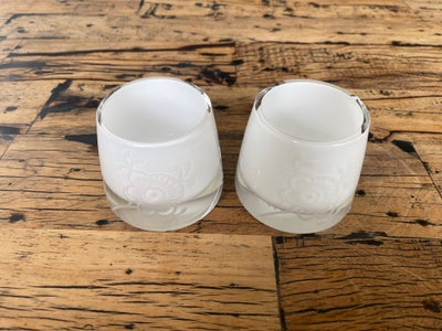 Glas, Fyrefadsstager, Royal Copenhagen, 2 stk fyrefadsstager/lysestager i hvid glas fra royal Copenh