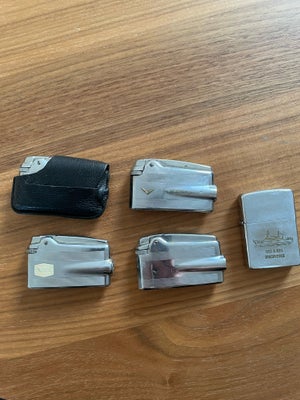 Lighter, Ronson og zippo lightere, 4 stk. ægte Ronson lightere.
1 stk. ægte zippo lighter.
Sælges ku