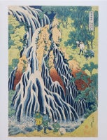 Plakat, Hokusai, motiv: Pilgrimme ved Kirifuri vandfald