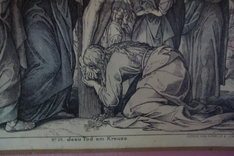 Skoleplanche før 1920, motiv: Jesu Tod am Kreuze, b: 70 h: 60