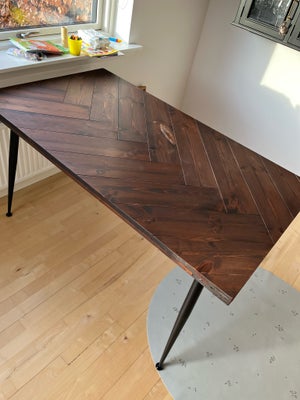 Spisebord, FSC-mærket fyrretræ, Håndlavet, b: 80 l: 140, Håndbygget sildebens spisebord 140x80, sort