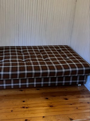 Briks, b: 80 l: 185 h: 40, Retro daybed/ briks med brune tern og indbygget opbevaring til sengetøj, 