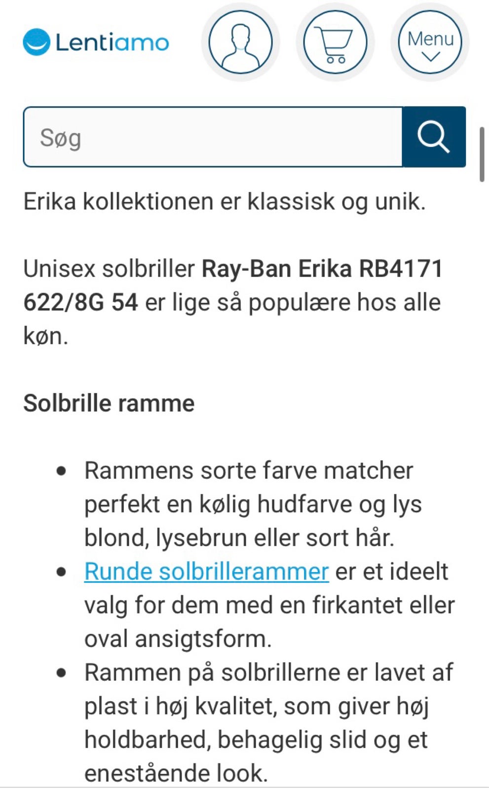 Solbriller unisex, Ray-Ban Erika