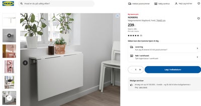 Klapbord, NORBERG IKEA, melamin, Vægmonteret klapbord, hvid, 74x60 cm

kan evt også af hentes i Rødo