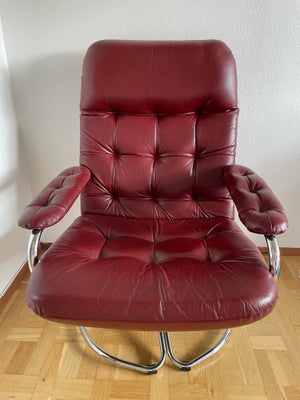 Læderlænestol, skind, Ukendt, Læderlænestol i rød-bordeaux, som kan være i siddende og liggende posi