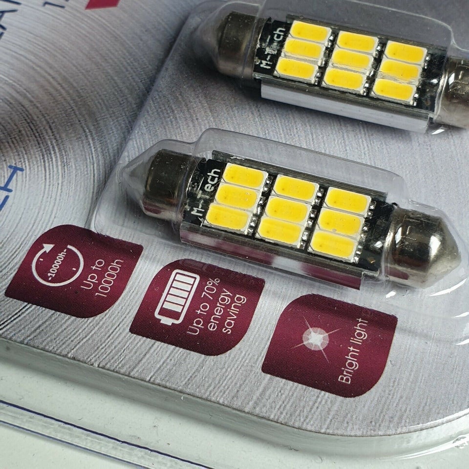 Lys og lygter, LED Pærer 2 x 9 SMD 5630 CANBUS LED, C5W C10W