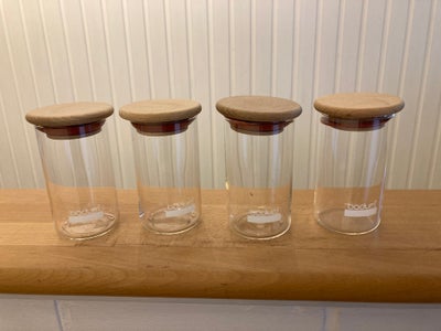 Glas, Opbevaring  med trælåg, Bodum, 
4 stk Bodum opbevaringsplads med tætsluttende trælåg. 2,5 dl. 