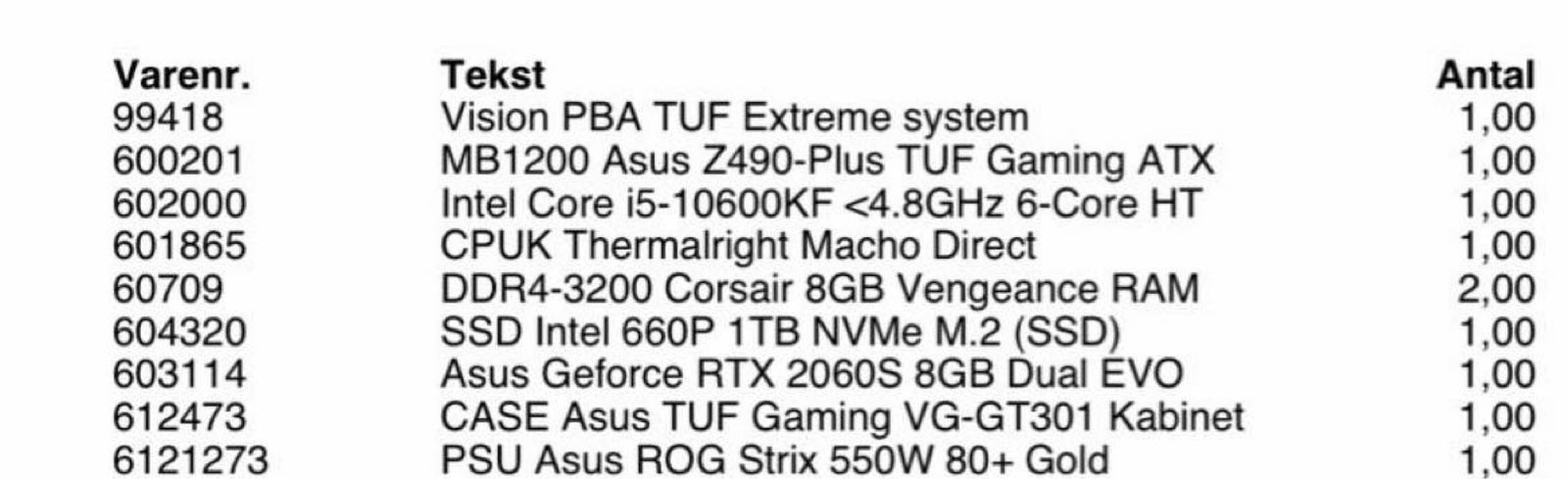Andet mærke, Intel core i5-10600 kf Ghz, 16 gb GB ram