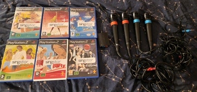 Playstation 2, Singstar Pakke LOT 2 med 4 Mikrofoner og Spil. 

Medfølger 4 Mikrofoner og 8 spil.

P