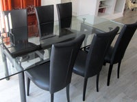 Spisebordsstol, sort læder, 6 stk