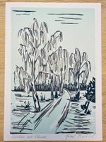 Linoleumssnit, Jubel Bartosch, motiv: Vinter