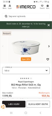 Porcelæn, Skål med låg, Royal copenhagen, Royal copenhagen skål med låg 
Sælges Nypris 1199kr
Pris 7