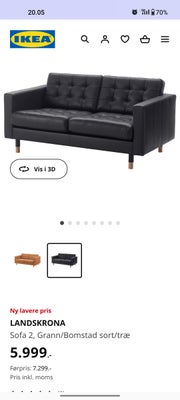 Sofagruppe, læder, anden størrelse , LANDSKRONA, Landskrona 3 og 2 personers lædersofaer 7 år gamle,