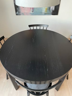 Spisebord, Træ, Ikea, Super flot sort rundt bord fra Ikea med butterfly udtræk.

Diameter: 115 cm
Ud