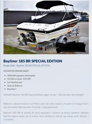 Bayliner, Speedbåd, årg. 2007, 18 fod, 0 sovepladser, 135 hk , benzin, motorårgang: 2007, ferskvands