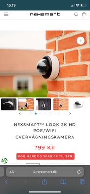 Overvågningskamera, Nexsmart, 2stk. Overvågningskamera af mærket; Nexsmart Look super HD POE/WIFI sæ