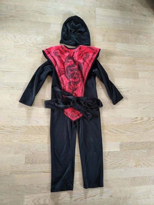 Udklædningstøj, Rød Ninja, Komplet udklædning, ingen huller eller andet slidtage Str.  128/8år