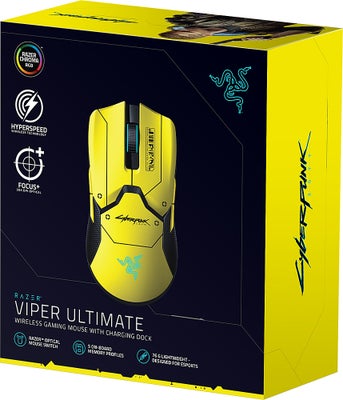Gaming, trådløs, Razer Viper Ultimate, Cyberpunk 2077 Edition Gaming Mouse, Perfekt, Cyberpunk 2077 