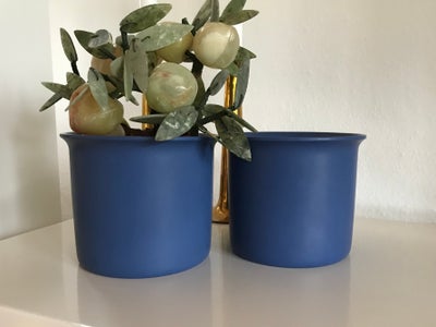 Keramik, Retro Urtepotteskjuler , Scheurich West Germany, Smukke blå retro urtepotteskjulere fra tys